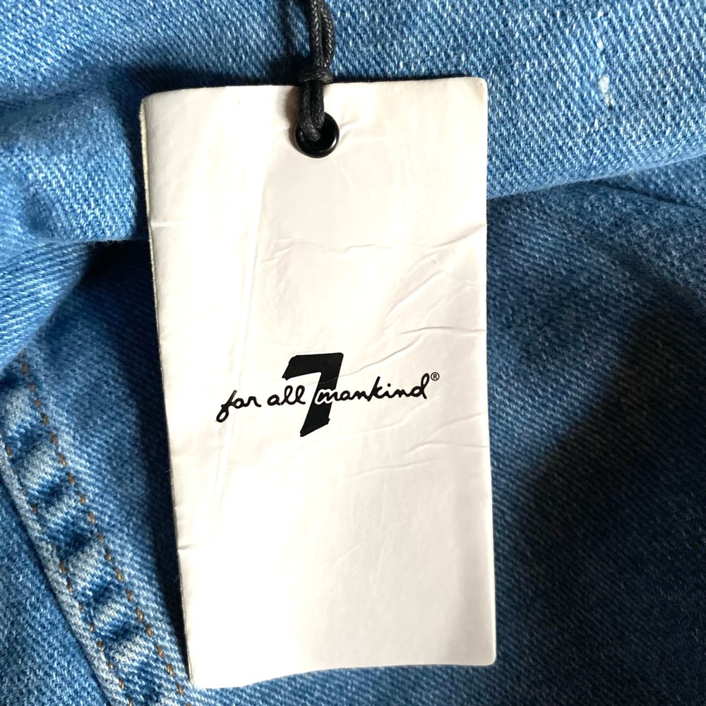 7 For All Mankind Blue Mini Denim Dress with Bow Detail - Picture 5 of 13